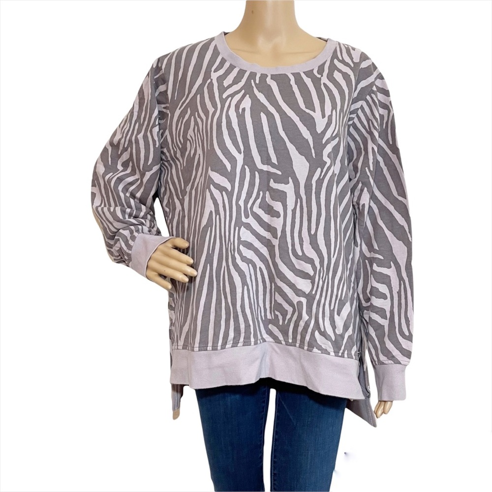 Marc New York Performance Purple Gray Zebra Print Sweatshirt Sz 2X Plus Size